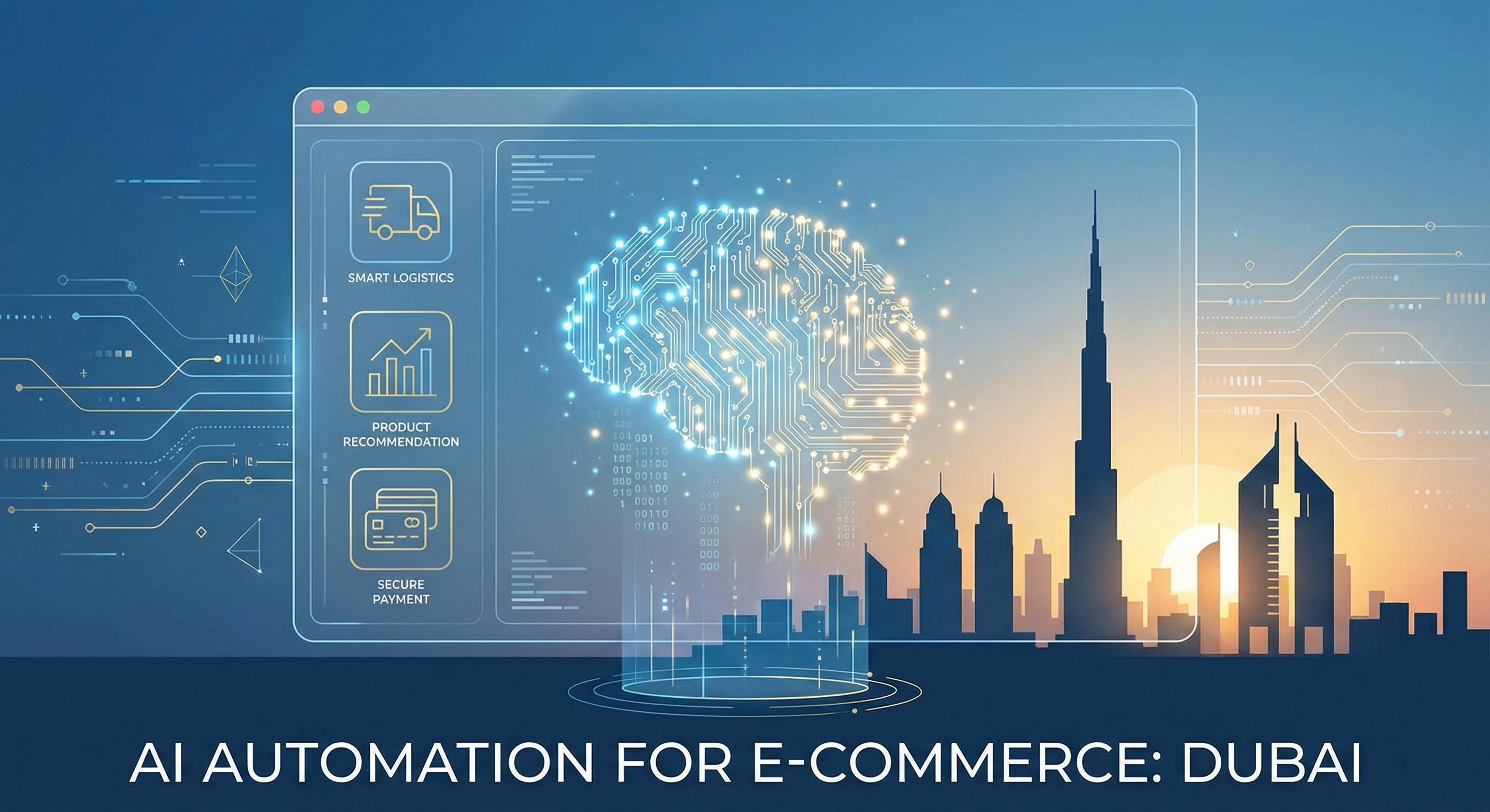 AI automation tools for UAE e-commerce businesses showing futuristic shopping interface