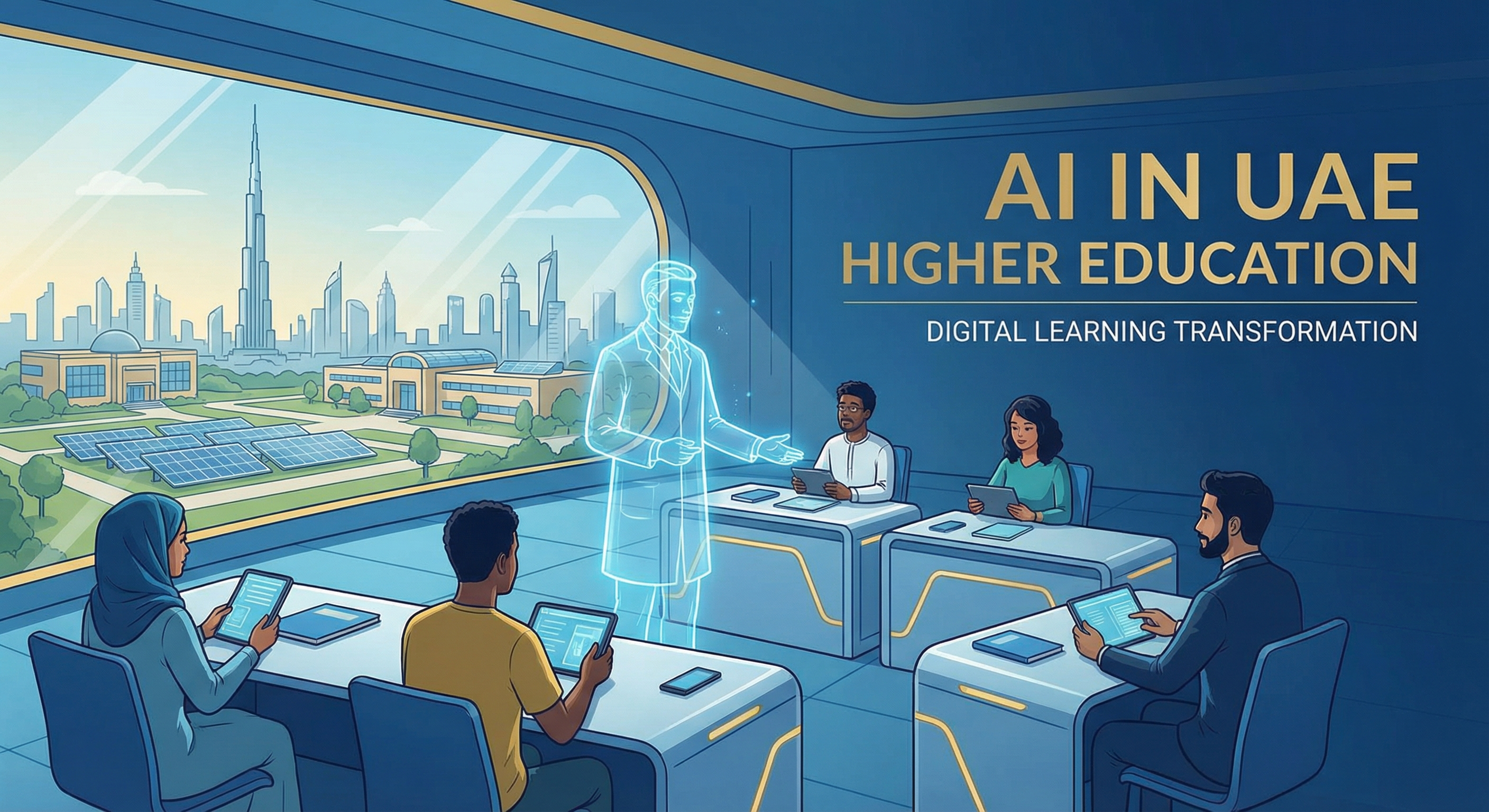 AI automation transforming education at UAE universities with futuristic learning