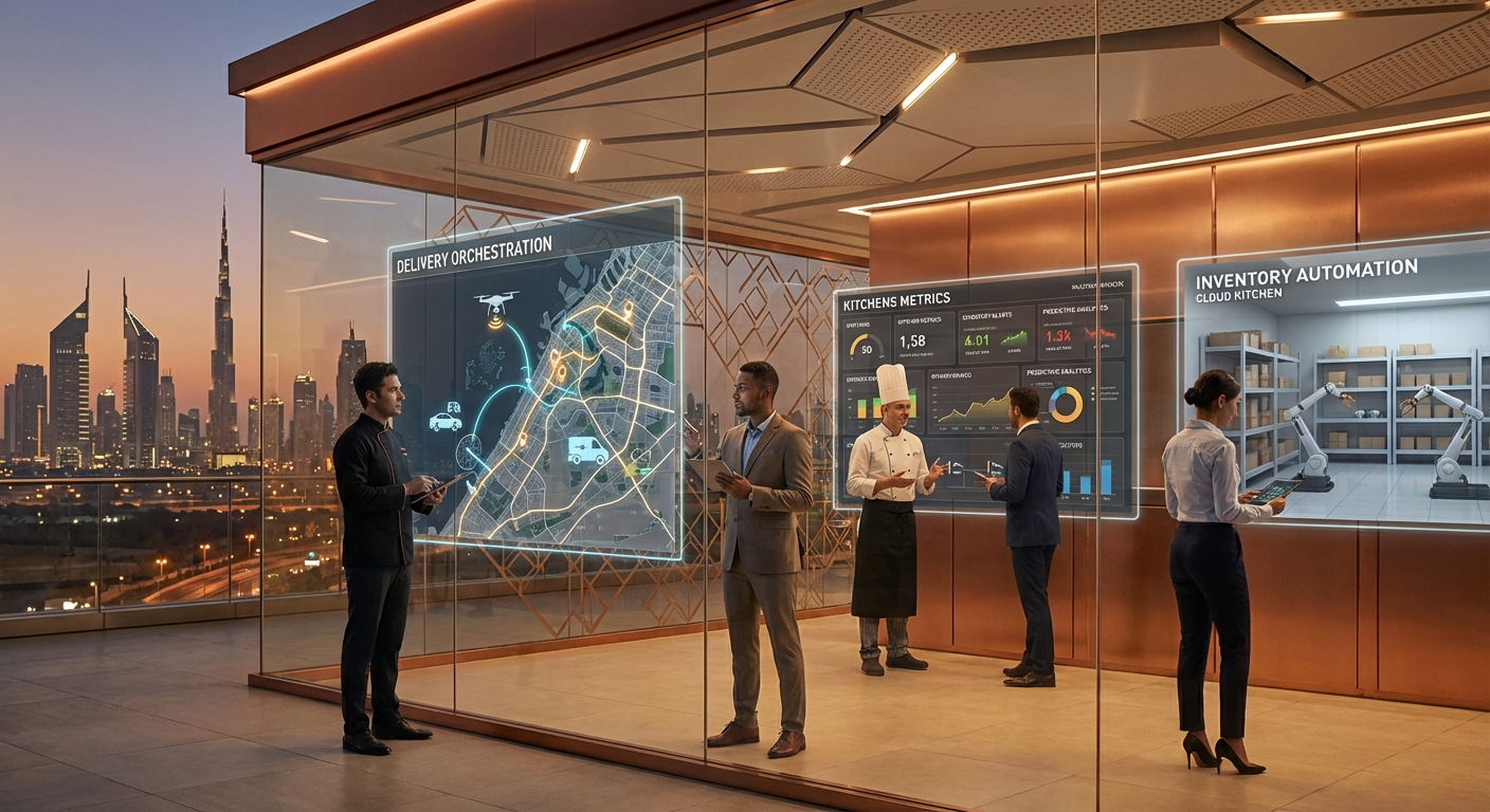 AI agents coordinating Dubai food and beverage operations across cloud kitchens and delivery fleets